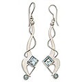 Sterling Silver 'Dancing Swan' Blue Topaz Earrings (Indonesia)