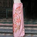 'Peach Hibiscus' Silk Batik Sarong (Indonesia)