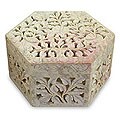 Soapstone 'White Jasmine' Jewelry Box (India)