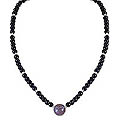 Sterling Silver 'Brilliant' Onyx/ Amethyst Necklace (Thailand)