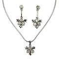 Sterling Silver, Moonstone 'Silver Clover' Jewelry Set (India)