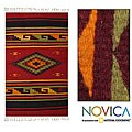 Mexican Wool 'Green Maguey' Zapotec Rug (2' x 3')