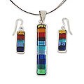Sterling Silver Dichroic Glass 'Rainbow' Jewelry Set (Mexico)