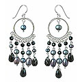 Sterling Silver 'Black Ruffles' Pearl Earrings (Thailand)