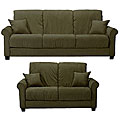 Lee Dark Moss Microfiber Futon Sofa and Loveseat