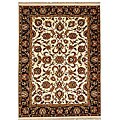 Hand-knotted Cream/ Black Wool Rug (8' x 10')