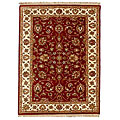 Hand-knotted Sri Red Wool Rug (6' x 9')