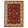 Hand-knotted Sri Red Wool Rug (4' x 6')