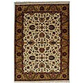 Hand-knotted Cream/ Gold Wool Rug (9' x 13')