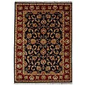 Hand-knotted Black/ Red Wool Runner (2' x 8')