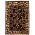 Hand-knotted Black Cream Wool Runner (2'6 x 8')