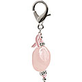 Silver Rose Quartz Cancer Awareness Ribbon Pet Charm
