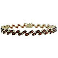 18k Gold over Silver 2-row Garnet Bracelet