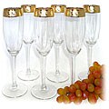 Italian Handcrafted 14k Gold-trimmed Flute Glasses