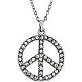 Zinc Alloy Rhinestone Peace Sign Necklace