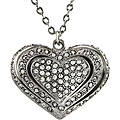 Zinc Alloy Rhinestone Triple Heart Necklace
