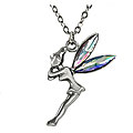 Zinc Alloy Rhinestone Winged Fairy Necklace