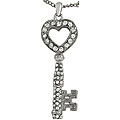 Zinc Alloy Rhinestone Heart Key Necklace