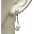 Freshwater Pearl Sterling Silver Chain Earrings