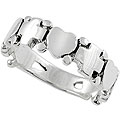 Sterling Silver Alternating Heart and Cross Ring