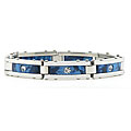 Stainless Steel CZ and Blue Enamel Bracelet
