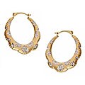 14k Yellow and White Laser Cut Snowflake Earrings