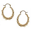 10k Yellow Gold Bamboo-shape Hoop Earrings