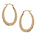 14k Yellow and White Gold Elongated Hoop Earrings