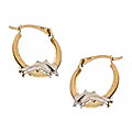 10k Yellow and White Gold Dolphin Hoop Earrings