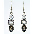 Sterling Silver Smokey Topaz and Pearl Earrings (India)