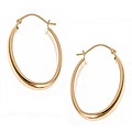 14k Yellow Gold Oval-shaped Plain Hoop Earrings
