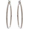 14k White Gold Round Hoop Earrings