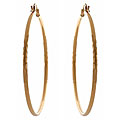 14k Yellow Gold Round Diamond-cut Hoop Earrings
