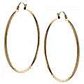 14k Yellow Gold Diamond-cut Round Hoop Earrings