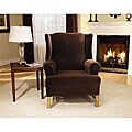 Sure Fit Knit Stretch Velvet Wing Chair Cover