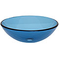 DeNovo Round Deep Blue Glass Vessel Sink