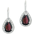 Sterling Silver Garnet and Diamond Accent Earrings