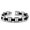Stainless Steel and Black Rubber Link Bracelet