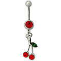 Crystal Cherries Cubic Zirconia Navel Ring