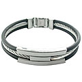 Stainless Steel and Rubber Three-row Bracelet