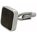 Stainless Steel and Wood Inlay Square Cuff Links
