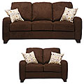 Fendor Modern Brown Microfiber Sofa and Loveseat