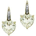 18k Gold over Sterling Silver Lime Quartz Heart Earrings