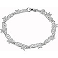 Sterling Silver Cat Link Bracelet