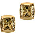 18k Gold Overlay Citrine and White Topaz Earrings
