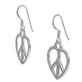 Sterling Silver Heart Peace Sign Earrings