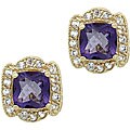 18k Gold over Silver Amethyst and White Topaz Earrings