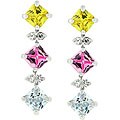 Rhodium Multi-colored Cubic Zirconia Drop Earrings