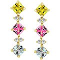 Goldtone Multi-colored Cubic Zirconia Drop Earrings