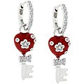 Silvertone 'Key to My Heart' CZ Earrings